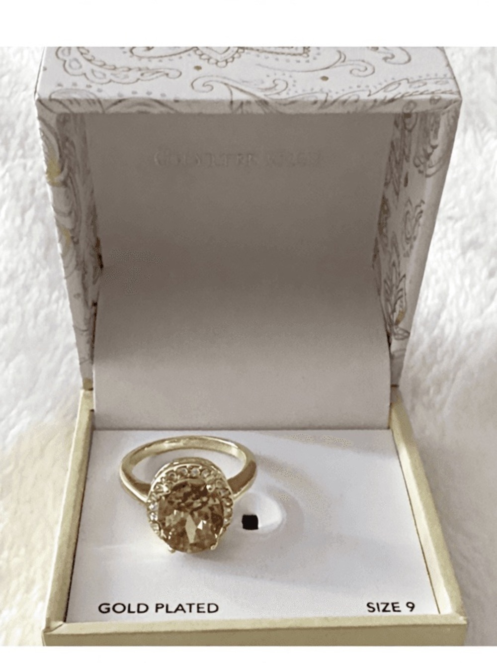Charter Club Gold Plated Ring with Brown Stone